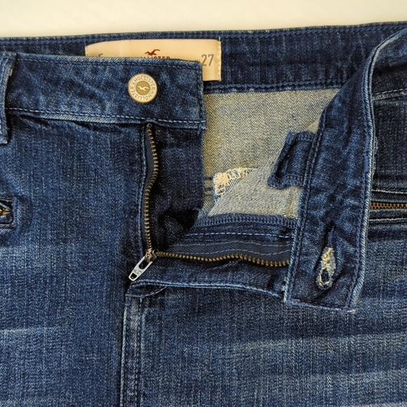 Hollister Low Rise Distressed Denim Jean Mini Skirt Junior 5/27 Blue - Picture 8 of 10